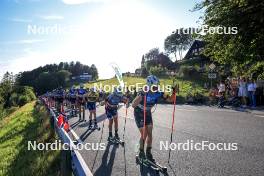 01.08.2024, Sandnes, Norway (NOR): Amund Hopstock Riege (NOR), Ole Joergen Bruvoll (NOR), Alfred Buskqvist (SWE), (l-r) - BLINK24 Festival Cross-Country - Sandnes (NOR). www.nordicfocus.com. © Manzoni/NordicFocus. Every downloaded picture is fee-liable.