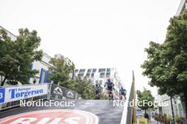 03.08.2024, Sandnes, Norway (NOR): Victor Cullet (FRA), Federico Pellegrino (ITA), Gaspard Rousset (FRA), (l-r) - BLINK24 Festival Cross-Country - Sandnes (NOR). www.nordicfocus.com. © Manzoni/NordicFocus. Every downloaded picture is fee-liable.