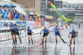 03.08.2024, Sandnes, Norway (NOR): Lucas Chanavat (FRA), Aron Aakre Rysstad (NOR), Einar Hedegart (NOR), Federico Pellegrino (ITA), James Matthieu Clugnet (GBR), Haavard Solaas Taugboel (NOR), (l-r) - BLINK24 Festival Cross-Country - Sandnes (NOR). www.nordicfocus.com. © Manzoni/NordicFocus. Every downloaded picture is fee-liable.