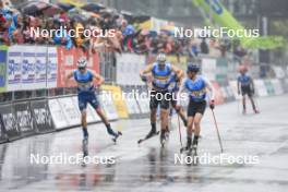 03.08.2024, Sandnes, Norway (NOR): James Matthieu Clugnet (GBR), Lucas Chanavat (FRA), Einar Hedegart (NOR), (l-r) - BLINK24 Festival Cross-Country - Sandnes (NOR). www.nordicfocus.com. © Manzoni/NordicFocus. Every downloaded picture is fee-liable.