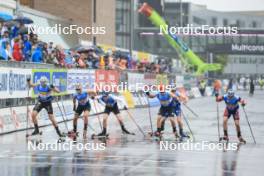 03.08.2024, Sandnes, Norway (NOR): Lucas Chanavat (FRA), Aron Aakre Rysstad (NOR), Einar Hedegart (NOR), Federico Pellegrino (ITA), James Matthieu Clugnet (GBR), Haavard Solaas Taugboel (NOR), (l-r) - BLINK24 Festival Cross-Country - Sandnes (NOR). www.nordicfocus.com. © Manzoni/NordicFocus. Every downloaded picture is fee-liable.