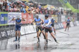 03.08.2024, Sandnes, Norway (NOR): James Matthieu Clugnet (GBR), Lucas Chanavat (FRA), Einar Hedegart (NOR), (l-r) - BLINK24 Festival Cross-Country - Sandnes (NOR). www.nordicfocus.com. © Manzoni/NordicFocus. Every downloaded picture is fee-liable.