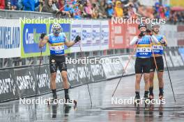 03.08.2024, Sandnes, Norway (NOR): Lucas Chanavat (FRA), Einar Hedegart (NOR), Aron Aakre Rysstad (NOR), (l-r) - BLINK24 Festival Cross-Country - Sandnes (NOR). www.nordicfocus.com. © Manzoni/NordicFocus. Every downloaded picture is fee-liable.