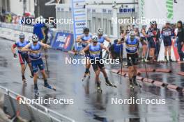 03.08.2024, Sandnes, Norway (NOR): James Matthieu Clugnet (GBR), Mathias Holbaek (NOR), Aron Aakre Rysstad (NOR), Lucas Chanavat (FRA), (l-r) - BLINK24 Festival Cross-Country - Sandnes (NOR). www.nordicfocus.com. © Manzoni/NordicFocus. Every downloaded picture is fee-liable.