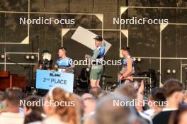 01.08.2024, Sandnes, Norway (NOR): Eirik Sverdrup Augdal (NOR), Andrew Musgrave (GBR), Thomas Joly (FRA), (l-r) - BLINK24 Festival Cross-Country - Sandnes (NOR). www.nordicfocus.com. © Manzoni/NordicFocus. Every downloaded picture is fee-liable.