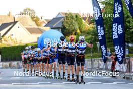 01.08.2024, Sandnes, Norway (NOR): Davide Graz (ITA), Elia Barp (ITA), Kasper Andersson Herland (NOR), (l-r) - BLINK24 Festival Cross-Country - Sandnes (NOR). www.nordicfocus.com. © Manzoni/NordicFocus. Every downloaded picture is fee-liable.