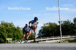 01.08.2024, Sandnes, Norway (NOR): Even Madland Larsen (NOR), Mattis Basille (FRA), (l-r) - BLINK24 Festival Cross-Country - Sandnes (NOR). www.nordicfocus.com. © Nordnes/NordicFocus. Every downloaded picture is fee-liable.