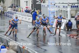 03.08.2024, Sandnes, Norway (NOR): James Matthieu Clugnet (GBR), Mathias Holbaek (NOR), Aron Aakre Rysstad (NOR), Lucas Chanavat (FRA), (l-r) - BLINK24 Festival Cross-Country - Sandnes (NOR). www.nordicfocus.com. © Manzoni/NordicFocus. Every downloaded picture is fee-liable.