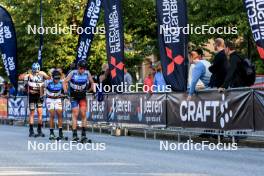 01.08.2024, Sandnes, Norway (NOR): Ugo Zanellato (FRA), Thomas Asheim Oedegaarden (NOR), Anaud Du Pasquier (SUI), (l-r) - BLINK24 Festival Cross-Country - Sandnes (NOR). www.nordicfocus.com. © Manzoni/NordicFocus. Every downloaded picture is fee-liable.