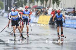 03.08.2024, Sandnes, Norway (NOR): Einar Hedegart (NOR), Harald Amundsen Oestberg (NOR), Federico Pellegrino (ITA), (l-r) - BLINK24 Festival Cross-Country - Sandnes (NOR). www.nordicfocus.com. © Manzoni/NordicFocus. Every downloaded picture is fee-liable.