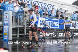 03.08.2024, Sandnes, Norway (NOR): Einar Hedegart (NOR), James Matthieu Clugnet (GBR), Lucas Chanavat (FRA), (l-r) - BLINK24 Festival Cross-Country - Sandnes (NOR). www.nordicfocus.com. © Nordnes/NordicFocus. Every downloaded picture is fee-liable.