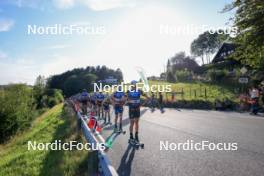 01.08.2024, Sandnes, Norway (NOR): Andrew Musgrave (GBR), Joe Davies (GBR), Alfred Buskqvist (SWE), (l-r) - BLINK24 Festival Cross-Country - Sandnes (NOR). www.nordicfocus.com. © Manzoni/NordicFocus. Every downloaded picture is fee-liable.