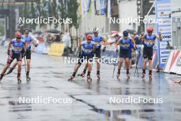 03.08.2024, Sandnes, Norway (NOR): Harald Amundsen Oestberg (NOR), Einar Hedegart (NOR), Federico Pellegrino (ITA), Paal Golberg (NOR), Sondre Skomedal Ramse (NOR), Elia Barp (ITA), (l-r) - BLINK24 Festival Cross-Country - Sandnes (NOR). www.nordicfocus.com. © Manzoni/NordicFocus. Every downloaded picture is fee-liable.