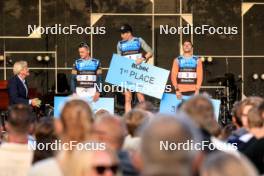 01.08.2024, Sandnes, Norway (NOR): Eirik Sverdrup Augdal (NOR), Andrew Musgrave (GBR), Thomas Joly (FRA), (l-r) - BLINK24 Festival Cross-Country - Sandnes (NOR). www.nordicfocus.com. © Manzoni/NordicFocus. Every downloaded picture is fee-liable.