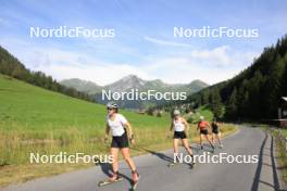 07.08.2024, Lenzerheide, Switzerland (SUI): Nina Riederer (LIE), Desiree Steiner (SUI), Alina Meier (SUI), Ramona Schoepfer (SUI), (l-r) - Cross-Country summer training, Lenzerheide (SUI). www.nordicfocus.com. © Manzoni/NordicFocus. Every downloaded picture is fee-liable.