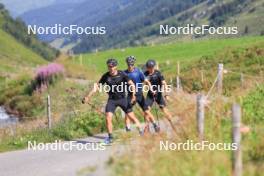 07.08.2024, Lenzerheide, Switzerland (SUI): Valerio Grond (SUI), Beda Klee (SUI), Nicola Wigger (SUI), (l-r) - Cross-Country summer training, Lenzerheide (SUI). www.nordicfocus.com. © Manzoni/NordicFocus. Every downloaded picture is fee-liable.