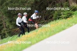 28.05.2024, Lenzerheide, Switzerland (SUI): Beda Klee (SUI), Janik Riebli (SUI), Toni Livers (SUI), (l-r) - Cross-Country training, Lenzerheide (SUI). www.nordicfocus.com. © Manzoni/NordicFocus. Every downloaded picture is fee-liable.