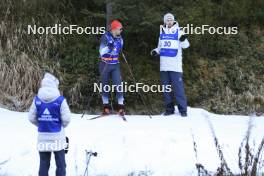 07.11.2024, Davos, Switzerland (SUI): Jason Rueesch (SUI), Erik Braten Guidon (NOR), coach Team Switzerland, (l-r) - Cross-Country training, snowfarming track, Davos (SUI). www.nordicfocus.com. © Manzoni/NordicFocus. Every downloaded picture is fee-liable.