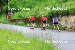 21.06.2024, Les Diablerets, Switzerland (SUI): Nadia Kaelin (SUI), Desiree Steiner (SUI), Marina Kaelin (SUI), (l-r) - Cross-Country summer training, Les Diablerets (SUI). www.nordicfocus.com. © Manzoni/NordicFocus. Every downloaded picture is fee-liable.