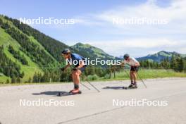 21.06.2024, Les Diablerets, Switzerland (SUI): Jonas Baumann (SUI), Nicola Wigger (SUI), (l-r) - Cross-Country summer training, Les Diablerets (SUI). www.nordicfocus.com. © Manzoni/NordicFocus. Every downloaded picture is fee-liable.