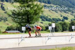 15.08.2024, Ulrichen, Switzerland (SUI): Anian Sossau (GER), Friedrich Moch (GER), Albert Kuchler (GER), (l-r) - Cross-Country summer training, Ulrichen (SUI). www.nordicfocus.com. © Manzoni/NordicFocus. Every downloaded picture is fee-liable.