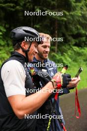 21.06.2024, Les Diablerets, Switzerland (SUI): Valerio Grond (SUI), Erik Braten Guidon (NOR), coach Team Switzerland, (l-r) - Cross-Country summer training, Les Diablerets (SUI). www.nordicfocus.com. © Manzoni/NordicFocus. Every downloaded picture is fee-liable.