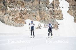 18.06.2024, Tignes, France (FRA): Flora Dolci (FRA), Léna Quintin (FRA), (l-r) - Cross-Country summer training, Tignes (FRA). www.nordicfocus.com. © Authamayou/NordicFocus. Every downloaded picture is fee-liable.