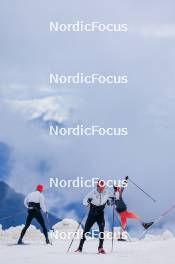 22.06.2024, Les Diablerets, Switzerland (SUI): Roman Schaad (SUI), Ilan Pittier (SUI), Nicola Wigger (SUI), (l-r) - Cross-Country summer training on the Glacier 3000, Les Diablerets (SUI). www.nordicfocus.com. © Manzoni/NordicFocus. Every downloaded picture is fee-liable.