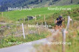 07.08.2024, Lenzerheide, Switzerland (SUI): Nicola Wigger (SUI), Beda Klee (SUI), Valerio Grond (SUI), (l-r) - Cross-Country summer training, Lenzerheide (SUI). www.nordicfocus.com. © Manzoni/NordicFocus. Every downloaded picture is fee-liable.