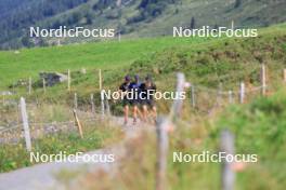 07.08.2024, Lenzerheide, Switzerland (SUI): Nicola Wigger (SUI), Beda Klee (SUI), Valerio Grond (SUI), (l-r) - Cross-Country summer training, Lenzerheide (SUI). www.nordicfocus.com. © Manzoni/NordicFocus. Every downloaded picture is fee-liable.