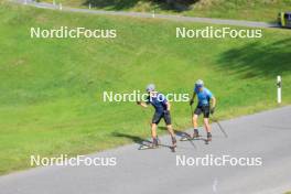 07.08.2024, Lenzerheide, Switzerland (SUI): Jon-Fadri Nufer (SUI), Ilan Pittier (SUI), (l-r) - Cross-Country summer training, Lenzerheide (SUI). www.nordicfocus.com. © Manzoni/NordicFocus. Every downloaded picture is fee-liable.