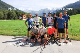 15.08.2024, Ulrichen, Switzerland (SUI): Michael Bonfert (AUT), Jan Stoelben (GER), Florian Notz (GER), Friedrich Moch (GER), Anian Sossau (GER), Marc Steur (GER), Jan-Friedrich Doerks (GER), Lucas Boegl (GER), Janosch Brugger (GER), Albert Kuchler (GER), (l-r) - Cross-Country summer training, Ulrichen (SUI). www.nordicfocus.com. © Manzoni/NordicFocus. Every downloaded picture is fee-liable.