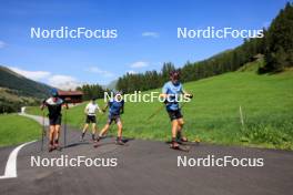 14.08.2024, Ulrichen, Switzerland (SUI): Anian Sossau (GER), Marius Kastner (GER), Jan-Friedrich Doerks (GER), Tom Emilio Wagner (GER), (l-r) - Cross-Country summer training, Ulrichen (SUI). www.nordicfocus.com. © Manzoni/NordicFocus. Every downloaded picture is fee-liable.