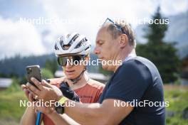 09.07.2024, Lavaze, Italy (ITA): Nadine Faehndrich (SUI), Ivan Hudac (CZE), (l-r)  - Cross-Country summer training, Lavaze (ITA). www.nordicfocus.com. © Vanzetta/NordicFocus. Every downloaded picture is fee-liable.