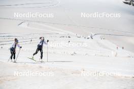 18.06.2024, Tignes, France (FRA): Flora Dolci (FRA), Léna Quintin (FRA), (l-r) - Cross-Country summer training, Tignes (FRA). www.nordicfocus.com. © Authamayou/NordicFocus. Every downloaded picture is fee-liable.