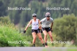 15.08.2024, Ulrichen, Switzerland (SUI): Coletta Rydzek (GER), Victoria Carl (GER), (l-r) - Cross-Country summer training, Ulrichen (SUI). www.nordicfocus.com. © Manzoni/NordicFocus. Every downloaded picture is fee-liable.