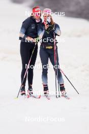 22.06.2024, Les Diablerets, Switzerland (SUI): Desiree Steiner (SUI), Karoline Braten Guidon (SUI), coach Team Switzerland, (l-r) - Cross-Country summer training on the Glacier 3000, Les Diablerets (SUI). www.nordicfocus.com. © Manzoni/NordicFocus. Every downloaded picture is fee-liable.