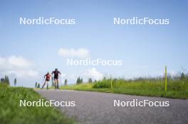 09.07.2024, Lavaze, Italy (ITA): Nadine Faehndrich (SUI), Nicole Monsorno (ITA), (l-r)  - Cross-Country summer training, Lavaze (ITA). www.nordicfocus.com. © Vanzetta/NordicFocus. Every downloaded picture is fee-liable.