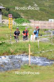 07.08.2024, Lenzerheide, Switzerland (SUI): Nicola Wigger (SUI), Valerio Grond (SUI), Beda Klee (SUI), (l-r) - Cross-Country summer training, Lenzerheide (SUI). www.nordicfocus.com. © Manzoni/NordicFocus. Every downloaded picture is fee-liable.