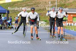 10.09.2024, Lenzerheide, Switzerland (SUI): Janik Riebli (SUI), Jonas Baumann (SUI), Beda Klee (SUI), Valerio Grond (SUI), (l-r) - Cross-Country training, Lenzerheide (SUI). www.nordicfocus.com. © Manzoni/NordicFocus. Every downloaded picture is fee-liable.