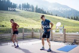 09.07.2024, Lavaze, Italy (ITA): Nadine Faehndrich (SUI), Cyril Faehndrich (SUI), (l-r)  - Cross-Country summer training, Lavaze (ITA). www.nordicfocus.com. © Vanzetta/NordicFocus. Every downloaded picture is fee-liable.