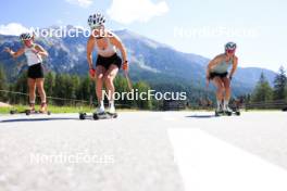 06.08.2024, Lenzerheide, Switzerland (SUI): Nina Riedener (LIE), Ramona Schoepfer (SUI), Nadja Kaelin (SUI), (l-r) - Cross-Country summer training, Lenzerheide (SUI). www.nordicfocus.com. © Manzoni/NordicFocus. Every downloaded picture is fee-liable.