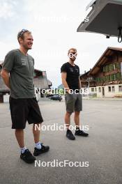 20.06.2024, Les Diablerets, Switzerland (SUI): Joeri Kindschi (SUI), Erik Braten Guidon (NOR), coach Team Switzerland, (l-r) - Cross-Country summer training, Les Diablerets (SUI). www.nordicfocus.com. © Manzoni/NordicFocus. Every downloaded picture is fee-liable.