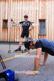 07.08.2024, Lenzerheide, Switzerland (SUI): Nicola Wigger (SUI), Beda Klee (SUI), Valerio Grond (SUI), (l-r) - Cross-Country summer training, Lenzerheide (SUI). www.nordicfocus.com. © Manzoni/NordicFocus. Every downloaded picture is fee-liable.