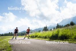 09.07.2024, Lavaze, Italy (ITA): Nicole Monsorno (ITA), Nadine Faehndrich (SUI), (l-r)  - Cross-Country summer training, Lavaze (ITA). www.nordicfocus.com. © Vanzetta/NordicFocus. Every downloaded picture is fee-liable.