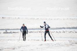 19.06.2024, Tignes, France (FRA): Arnaud Chautemps (FRA), Mathis Desloges (FRA), (l-r) - Cross-Country summer training, Tignes (FRA). www.nordicfocus.com. © Authamayou/NordicFocus. Every downloaded picture is fee-liable.