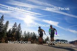 12.10.2024, Ramsau am Dachstein, Austria (AUT): Anian Sossau (GER), Paul Graef (GER), (l-r) - Cross-Country summer training, Ramsau am Dachstein (AUT). www.nordicfocus.com. © Manzoni/NordicFocus. Every downloaded picture is fee-liable.