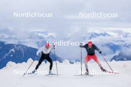 22.06.2024, Les Diablerets, Switzerland (SUI): Roman Schaad (SUI), Nicola Wigger (SUI), (l-r) - Cross-Country summer training on the Glacier 3000, Les Diablerets (SUI). www.nordicfocus.com. © Manzoni/NordicFocus. Every downloaded picture is fee-liable.