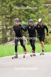 28.05.2024, Lenzerheide, Switzerland (SUI): Beda Klee (SUI), Jason Rueesch (SUI), Noe Naeff (SUI), (l-r) - Cross-Country training, Lenzerheide (SUI). www.nordicfocus.com. © Manzoni/NordicFocus. Every downloaded picture is fee-liable.