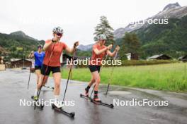 21.06.2024, Les Diablerets, Switzerland (SUI): Nadia Kaelin (SUI), Marina Kaelin (SUI), Desiree Steiner (SUI), (l-r) - Cross-Country summer training, Les Diablerets (SUI). www.nordicfocus.com. © Manzoni/NordicFocus. Every downloaded picture is fee-liable.